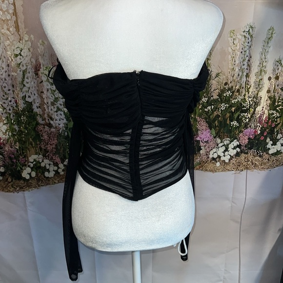 Amanda Uprichard X Revolve Nellia Blouse in Black With Red Rose - Picture 7 of 7